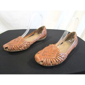 Natural Soul Naturalizer Brown Leather Woven Huarache Sandals Women Sz 7 M